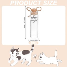 DELORIGIN 2pcs Pet Hair Glass Memorial Bottle Glass Tube Wishing Bottle with Heart Pendants and Cork Stopper Dog Cat Keepsake Memorial Urn Pet Remembrance Gift Sympathy Glass Vial for Pet Ashes Hair