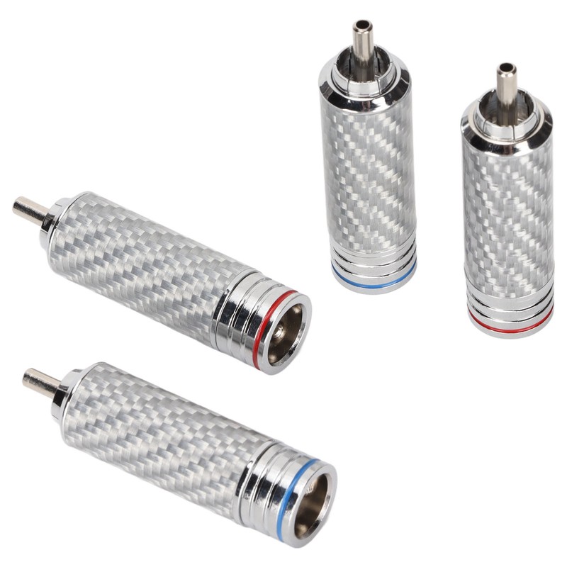 4Pcs RCA Sound Plug Chrome Plated Welding Phono RCA Male