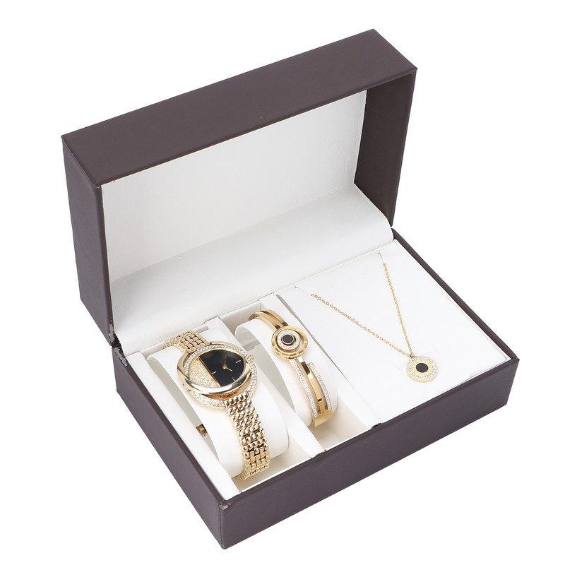 Business Style Women Watch Bracelet Necklace Set Anniversary Birthday Gift