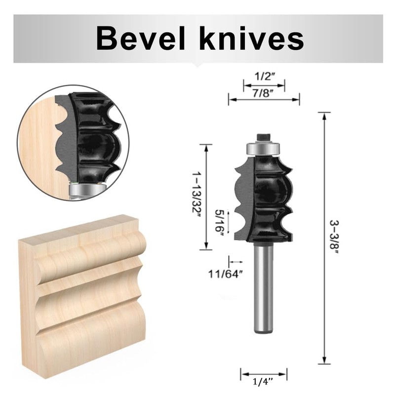 OLETBE Router Bit Tongue Groove Flooring Router Bit Set 1/4-Inch