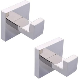YUET Towel Hook, Bathroom Hook, Wall Hook, 304 Stainless Steel for Towel, Bathrobe, Clothes Hook, Bathrobe, Kitchen, Bathroom Towel Holder, Wall Mounted with Screw, Pack of 2 (Chrome)