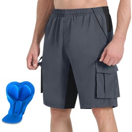 Men's Mountain Bike Shorts 3D Padded Bicycle Biking Shorts Quick Dry Lightweight MTB Cycling Shorts (Greyblack, M)