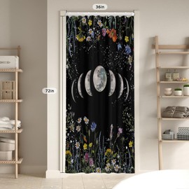 EOVDSFW Moon Witchy Shower Curtain for Bathroom Set Stall Harf Mini Size Stand up Standing Celestial Black Goth Gothic Bath 36 x 72 Inch Decorative Polyester Fabric Cloth Waterproof Decor