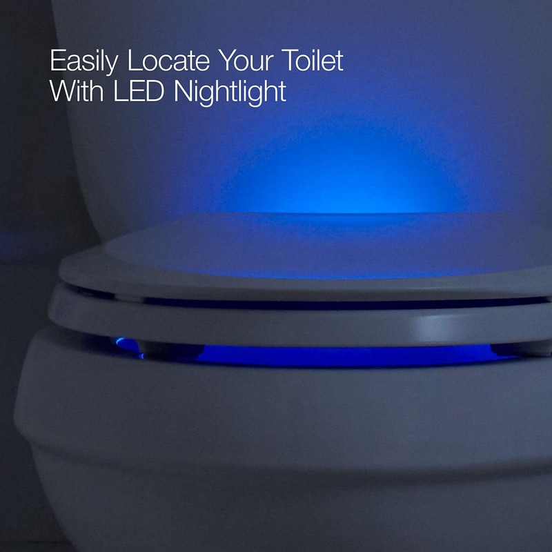 KOHLER 78059-RL-0 Rutledge Nightlight ReadyLatch Slow Close Toilet Seat, Round-Front,