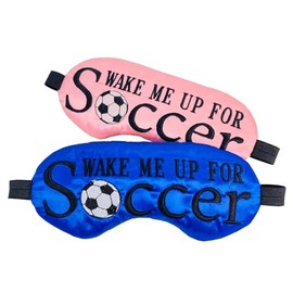 Wake me up for Soccer Sleep Mask. Sleep Mask for Boys and Girls. Kids Sleep Mask. Embroidery Sleep Mask. Sleepover Party Mask. Birthday Gift (Soccer Mask (PINK) Yes/Gel)