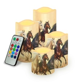 HELLHERO Horse Flameless Candles Flickering Battery Operated with Timer, Led Pillar Real Wax Candles Warm Light for Women Men Family Holiday Birthday Gifts Party Bedroom Home Decor
