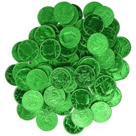 Fort Knox Metallic Foiled Milk Chocolate Seafoam Green Large Coins in 1 Lb. Mesh Bag