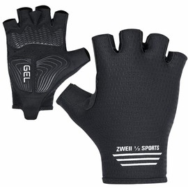 Zweii ½ Sports Men Women Cycling Gloves Half Finger Breathable Leisure Summer Cycling Gloves Gel Cushioning Breathable Non-Slip Outdoor MTB Gloves (M, Black - White)