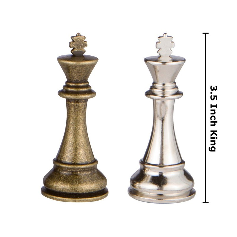 Neptune Silver and Bronze Metal Chess Pieces with 3.5 Inch