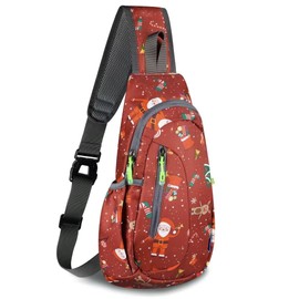 TITECOUGO Small Sling Bag Lightweight Crossbody Bag for Christmas Gifts Women Men Hiking Backpack Travel Shoulder Bag Chest Daypack for Gym Work Outdoor Sports Christmas Red
