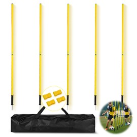 ZEMBSOYA Soccer Agilitys Training Poles Set,Soccer Training Sticks,Adjustable Training Poles Equipment with Base Buckles with Storage Bag for Football Soccer Speed Training Set(5 pcs)