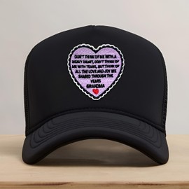 Loving Memorial Family Patch 3 Inches Memory Heart Family Memories Gifts Remembrance Iron On/Sew On Embroidery Fabric Applique Patches for Trucker Hats Clothes DIY Accessories (Style 3, Grandma)
