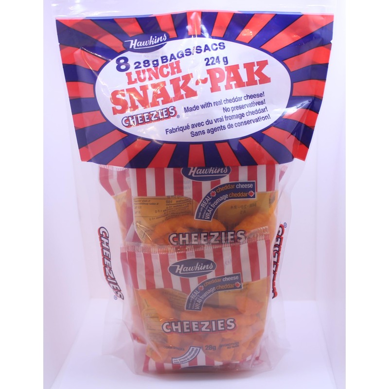Hawkins Cheezies Lunch Snak-Pak 8 28 gram bags, 224 gram