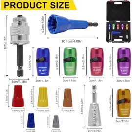 Zjyufy Wire Stripper Kit for Drill 14-12-10-8-6 AWG Wire Stripper Tool and Wire Twister Tool for Drill, Professional Electrician Wire Nut Twister Stripping and Twisting Tool