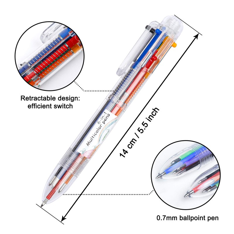Shuttle Art Multi-Colored Ballpoint Pens, Multi-functional Pens, 6 Colors, Set