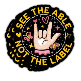 3 Pcs SPED Teacher See The Able Not The Label Sticker, Special Education Sped Squad Teacher Sticker, Disability Awareness Stickers 3 Inches for Water Bottle Laptop Phone Helmet Kindles Tumbler