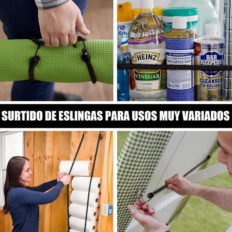 Cuerdas Elásticas, 2 Piezas Cuerda Elástica con Ganchos, Cuerda Elástica
