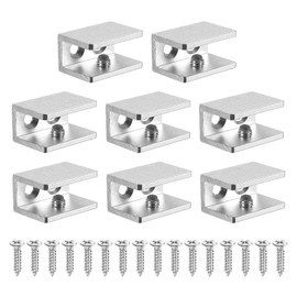 PATIKIL 8 Pcs Adjustable Frameless Glass Shelf Bracket, 8-10 mm Shower Glass Clamp Clip Wall Mounted Zinc Alloy Clamp Holder Rectangular for Wall Wood Shower Acrylic Shelf Brushed, Silver