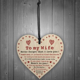 Wife Gift For Anniversary Valentines Day Wooden Heart Soulmate Gifts For Her