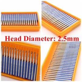 JINGLING 30 Pcs Bur Diamond Grinding Head 1-3mm Round Ball Bits Carving Burrs Shank 3/32" - 2.5mm