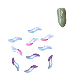 WOONEKY AB Color Flat Back Nail Art Rhinestones 10pcs Shiny Nail Decor for DIY Crafts and Accessories