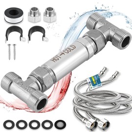 Crispaire Replacement 304 Stainless Steel Sensor Valve Kit for Instant Hot Water Recirculating Pump System, Includes Valve & 2 x 20-in PEX Supply Lines for Potable Water & Adaptors & Teflon Tape