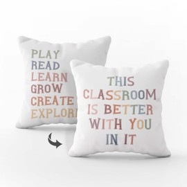 Classroom Pillows Covers, This Classroom Is Better With You In It Reversible Pillow, Colorful Inspirational Quotes Throw Pillow Case For Classroom Playroom Nursery Reading Corner Decor -29