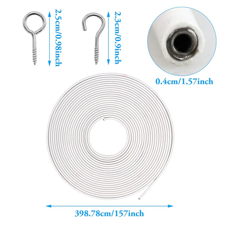 LWMLWM Curtain Wire 4 Metres White Curtain Ropes Plastic Coated