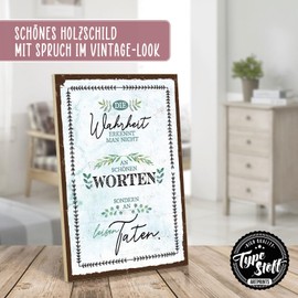 TypeStoff Wooden Sign with Saying - Truth - Vintage Look with Quote for Words and Deeds - HS-01276