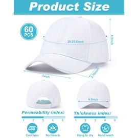 Bonuci 100 Pcs White Baseball Hats Bulk Sublimation Hats Adjustable Back Strap DIY Plain Trucker Hats for Men Women