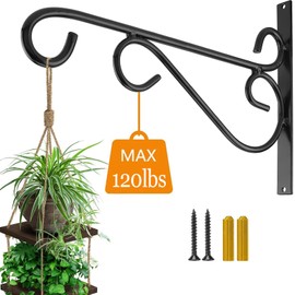 12 Inch Hanging Plant Bracket, Thick Solid Steel Wall Mount Bracket for Heavy Duty Decorations, Rust-Resistant Plant Hanger Hook for Planters, Wreaths, Wind Spinners, Fruit Baskets, Lights, Lanterns