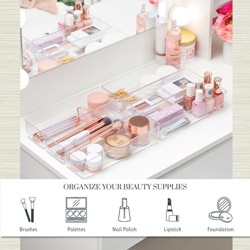 STORi SimpleSort 6-Piece Stackable Clear Drawer Organizer Set | 9"