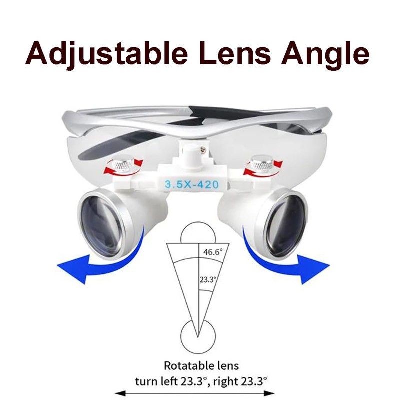 Dental Surgical Loupe Safety Goggle Sport Frame 3.5X 420mm(White Silver)