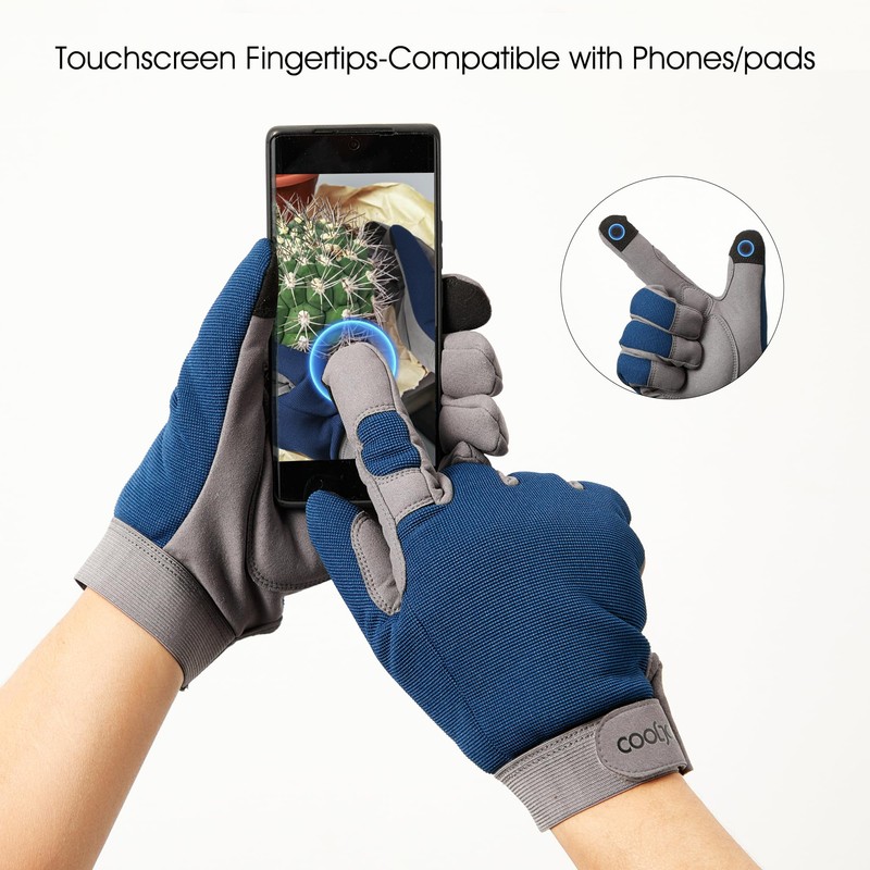 COOLJOB Thorn Proof Gardening Gloves with Grip, Touch Screen Working