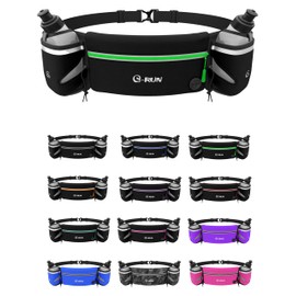 Q-RUN Running Hydration Belt, Neon Green, Medium 25-33 inches, 10 Oz