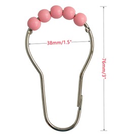 Shower Curtain Rings, Stainless Steel Shower Curtain Hooks Acrylic Roller Balls Rustproof Heavy Duty for Bathroom Curtains and Curtains (Pink)