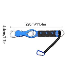 Portable Fish Lip Gripper, Blue Fish Clamp Holder Aluminium Grip Tool with Scale for Freshwater and Saltwater Fishing