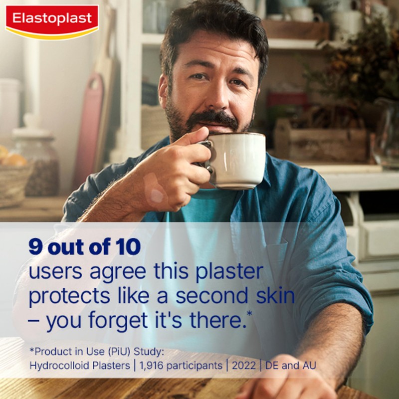 Elastoplast Second Skin Protection Plasters (6 Pieces), Hydrocolloid Waterproof Plasters