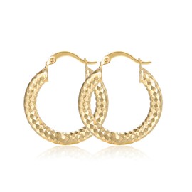 Atifober 18k Gold Plated Hoop Earrings Unique Metallic Texture Thick Gold Earrings Light Weight Trendy Hoop Earrings Twisted Earrings For Women
