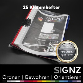 SIGNZ Binder DIN A4, Pack of 25, 5 x 5 Colours, for up to 30 Sheets, CO2 Neutral, Made in Germany