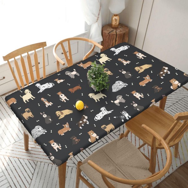 Gbuzozie Puppy Dogs Cute Animals Rectangle Tablecloth with Elastic Edge,
