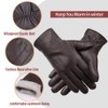 MGGMOKAY Men's Cashmere Lined Leather Gloves, Brown (touchscreen)