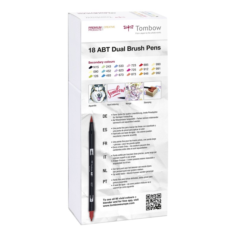 Tombow ABT Dual Brush Pen - Secondary Colours (Pack of