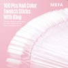 MEFA 100 Pcs Clear Nail Swatch Sticks with Ring and