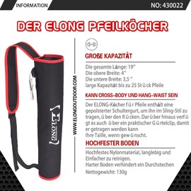 Elong Arrow Quiver Archery Back Arrow Quiver Holder Adjustable Compound Recurve Bow Hunting Target Practice for Teens and Adults