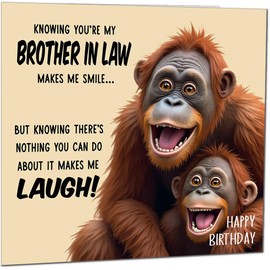 Funny Birthday Card for Brother in Law Nothing You Can Do About It Monkey Hilarious Birthday Card from Sister-in-Law Brother-in-Law