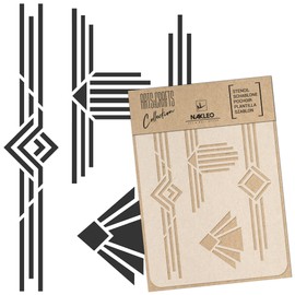 Nakleo DIY Reusable Plastic Stencil - 15 x 21 cm - Art Deco Frame Borders 2 - Art Craft Wall Painting Pattern Template Scrapbooking Decoupage - Fabric Furniture Wood