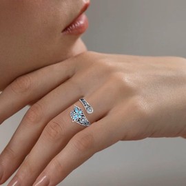 Teioa Sterling Silver Ring butterfly, Metal, Cubic Zirconia