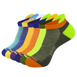 JOYNÉE Men's Athletic Ankle Socks Low Cut Cushion Sport Workout Running Tab Socks 6 Pack,Multicolor,Sock Size:10-13