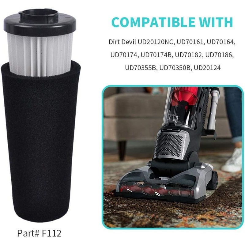 KEEPOW F112 Filter Replacement Odor Trapping Compatible with Dirt Devil